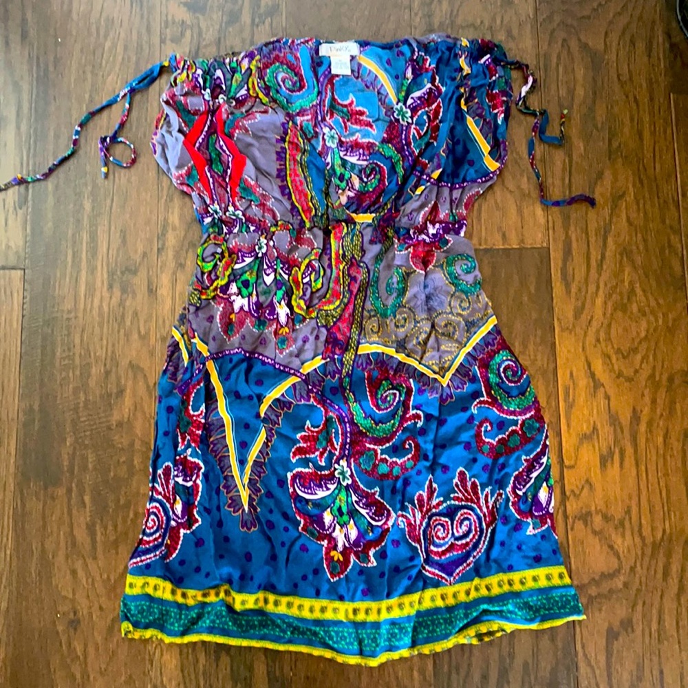 🌼3/$30 Pinky Boho Abstract Dress w/Ruched Sleeves